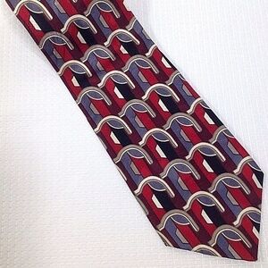 Oscar De La Renta Tie 100% Silk Couture Geometric